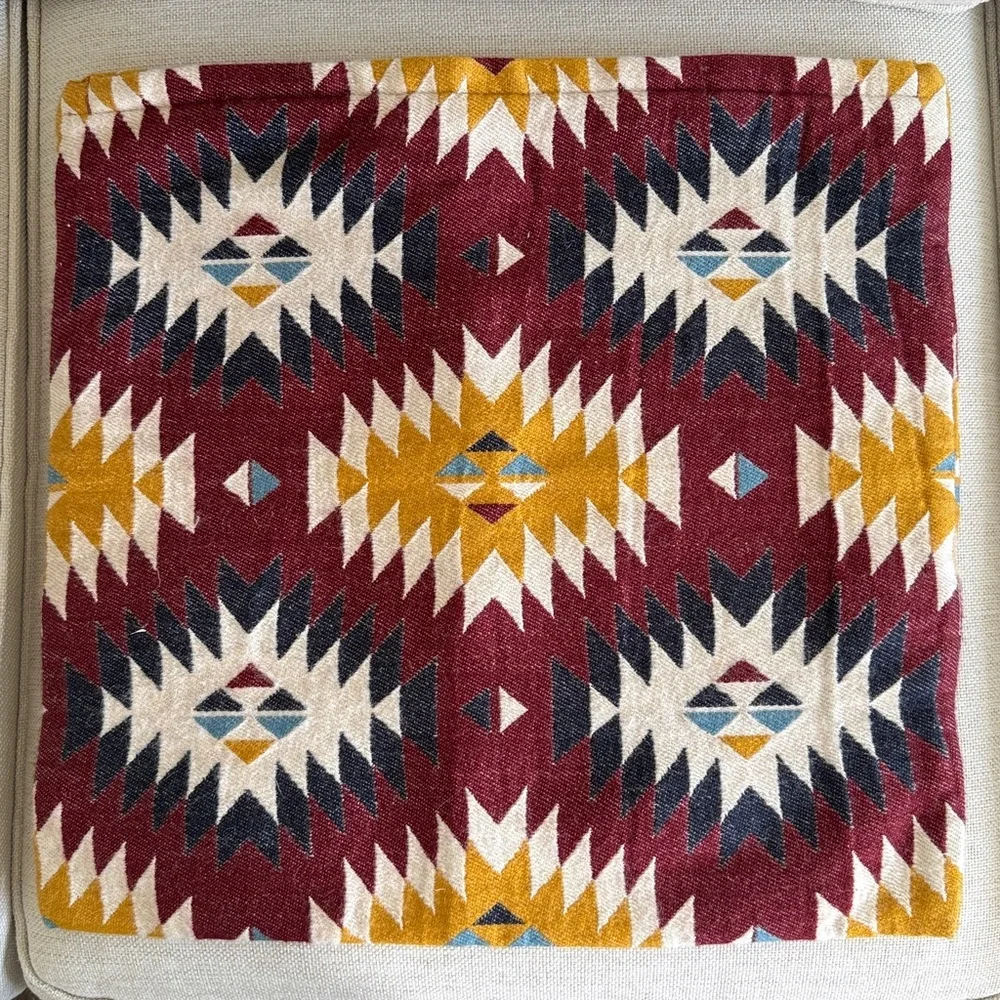 IKEA Fransine Southwestern Aztec Pillow Covers Burgundy, Navy & Gold